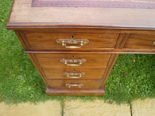fig 1. Desk Victorian Mahogany twin pedestal kneehole c1890