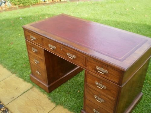 fig 2. Desk Victorian Mahogany twin pedestal kneehole c1890