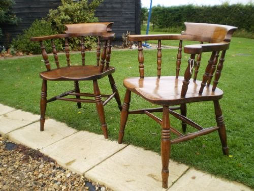Chairs Victorian Smokers Bow Pair Elm and Beech C1870