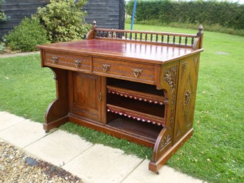 Desk Arts and Crafts Pugin Gothic Revival Attributed to Bruce J Talbert C1890