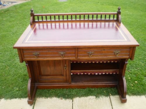 fig 3. Desk Arts and Crafts Pugin Gothic revival Attributed to Bruce J Talbert c1890