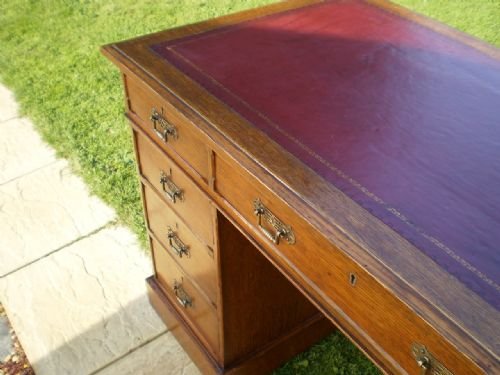 fig 2. Desk Victorian Oak twin pedestal c1890 in three parts