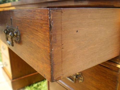 fig 3. Desk Victorian Oak twin pedestal c1890 in three parts