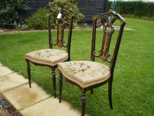 fig 1. Chairs Pair of Regency parcel gilt chairs original upholstery c1825