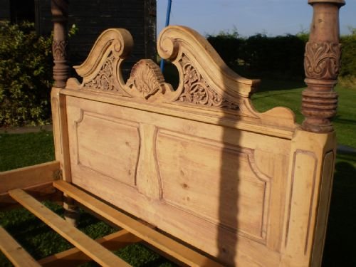 fig 1. Bed late Victorian period four poster bed Beech and Pine