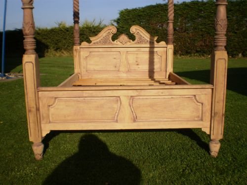 fig 2. Bed late Victorian period four poster bed Beech and Pine