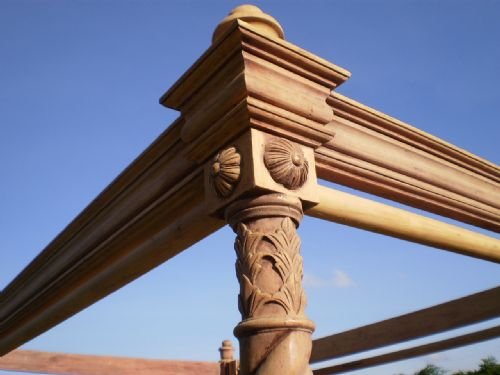 fig 3. Bed late Victorian period four poster bed Beech and Pine