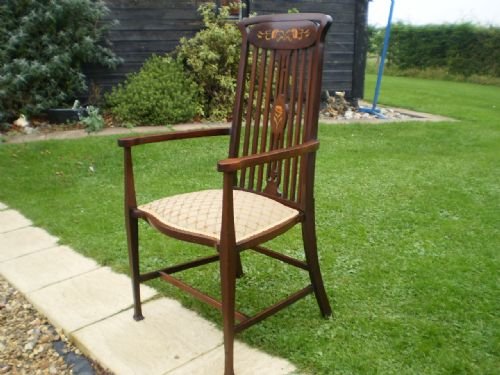 fig 4. Chair Arts and crafts Art nouveau inlaid c1900