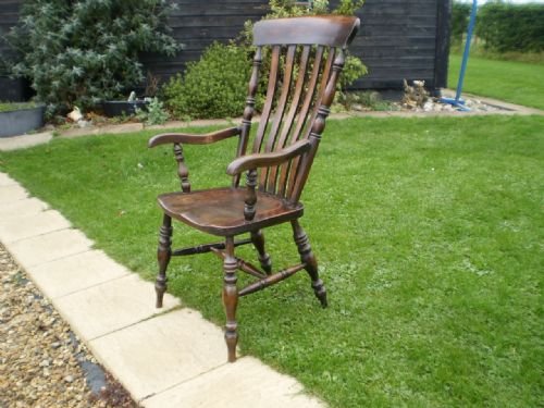 Chair Victorian Lathe Back Grand Father Chair Beech and Elm