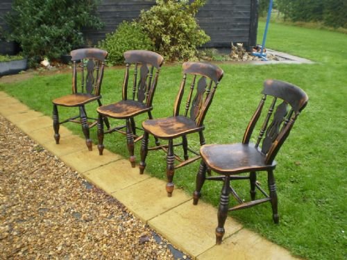 Chairs Windsor Kitchen Chairs 4 Beech, Ash and Elm Lancashire Attr J Parkinson
