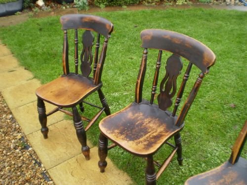 fig 1. Chairs Windsor Kitchen chairs 4 Beech, Ash and Elm Lancashire attr J Parkinson
