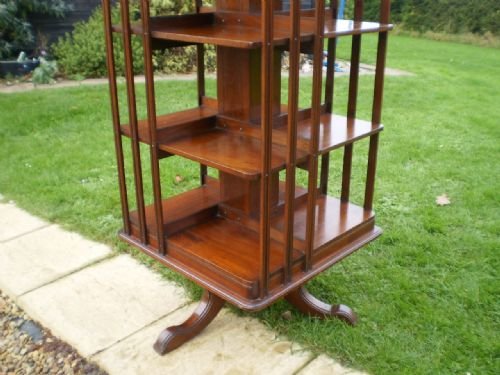 fig 2. Bookcase Victorian mahogany revolving c1890 fine quality