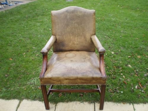 fig 1. Chair Gainsborough leather Mahogany armchair c1900