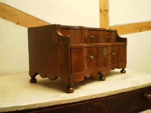 fig 1. Chest of drawers Queen Jewellery box desktop burr Walnut c1710