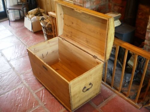 fig 1. Blanket box chest Victorian Pine dome top
