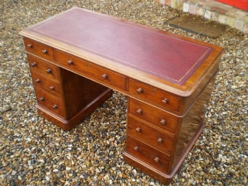 Desk Victorian Mahogany Twin Pedestal C1860