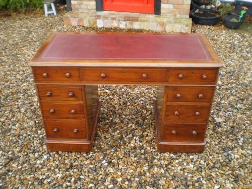 fig 4. Desk Victorian Mahogany twin pedestal c1860
