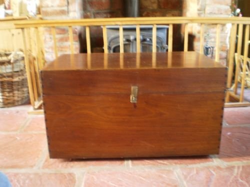 fig 1. Blanket box seamans chest Victorian Mahogany