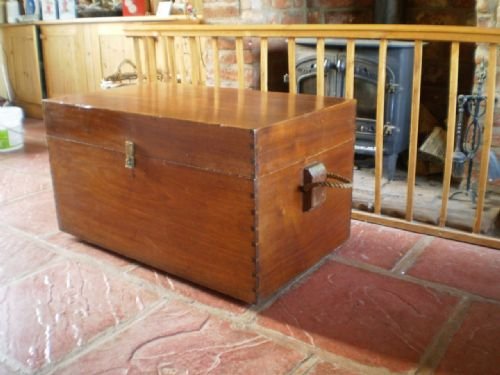 fig 2. Blanket box seamans chest Victorian Mahogany
