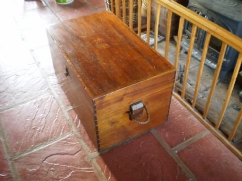 fig 3. Blanket box seamans chest Victorian Mahogany