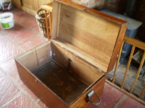fig 4. Blanket box seamans chest Victorian Mahogany