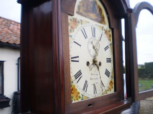 fig 3. Clock Grandfather Long case George IV Mahogany Bullock Beccles c1820
