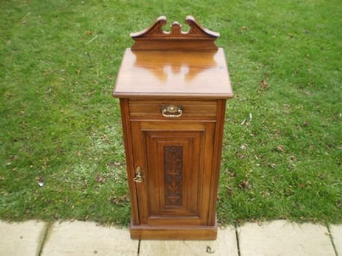 fig 1. Bedside cupboard cabinet Walnut Victorian c1890
