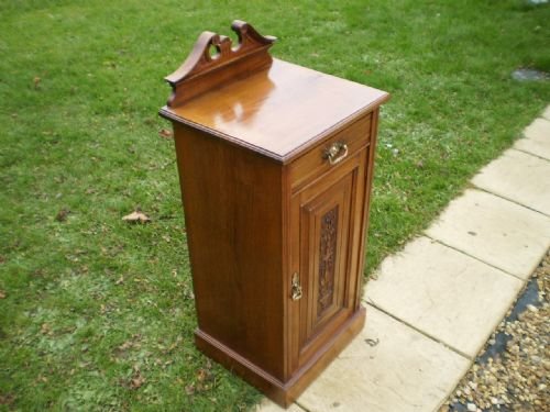 fig 2. Bedside cupboard cabinet Walnut Victorian c1890