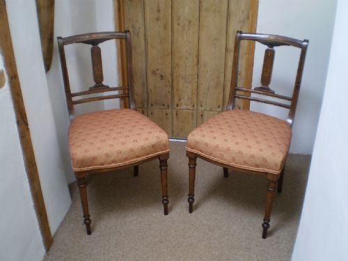 Chairs Pair of Victorian Inlaid Solid Rosewood C1880