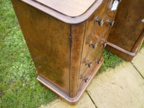 fig 1. Bedside cabinets cupboard pair Victorian Walnut c1860