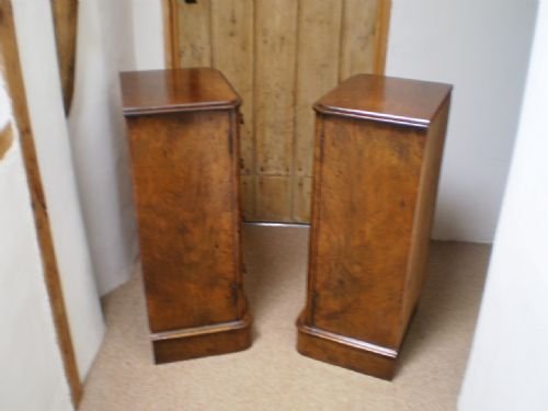 fig 2. Bedside cabinets cupboard pair Victorian Walnut c1860