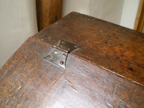 fig 1. Bible box desk George II Oak 18th century dated 1755
