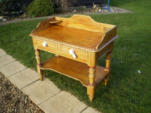 	
Table Side Dressing Washstand Victorian Pine Shabby Chic Original Paint