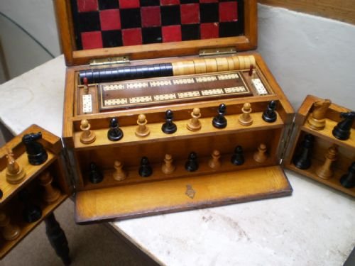 fig 1. Box Games compendium Victorian Oak c1874