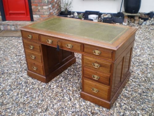 Desk Walnut Twin Pedestal Edwardian C1910
