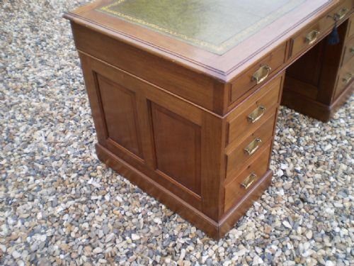 fig 1. Desk Walnut twin pedestal Edwardian c1910