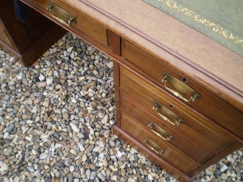 fig 2. Desk Walnut twin pedestal Edwardian c1910