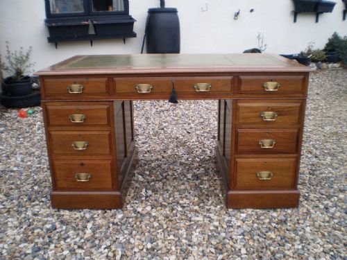 fig 3. Desk Walnut twin pedestal Edwardian c1910