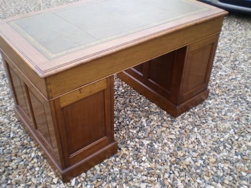 fig 4. Desk Walnut twin pedestal Edwardian c1910