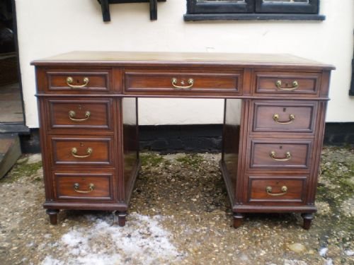 fig 2. Desk Victorian Mahogany twin pedestal c1890 by C Mellier & co