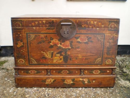 fig 2. Chest Marriage blanket box Chinese Elm c1890