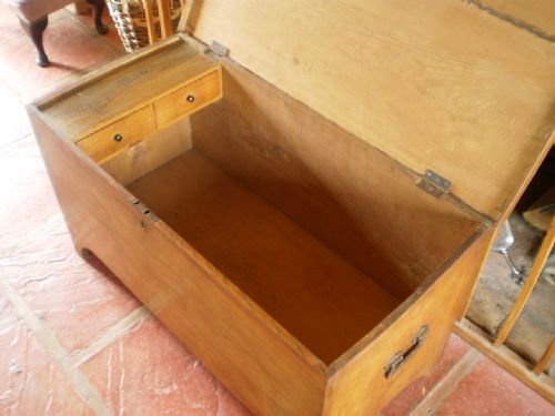 fig 4. Blanket box coffer chest Victorian Elm c1880