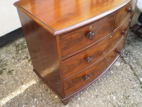 fig 2. Chest of drawers George III small bow front Mahogany c 1800
