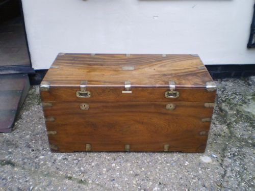 Chest Coffer Blanket Box Victorian Military Campaign Camphor Wood C1860