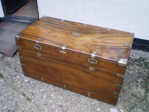 fig 1. chest coffer blanket box Victorian Military Campaign Camphor wood c1860
