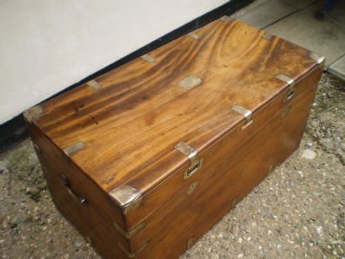 fig 2. chest coffer blanket box Victorian Military Campaign Camphor wood c1860