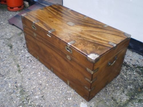 fig 4. chest coffer blanket box Victorian Military Campaign Camphor wood c1860