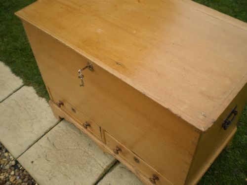 fig 3. Blanket box Mule chest Victorian Pine c1850