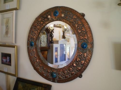 fig 2. Mirror Arts and crafts Ruskin Libertys copper and cabachon enamel