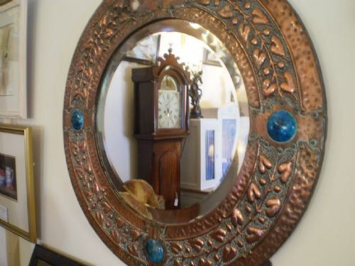 fig 3. Mirror Arts and crafts Ruskin Libertys copper and cabachon enamel